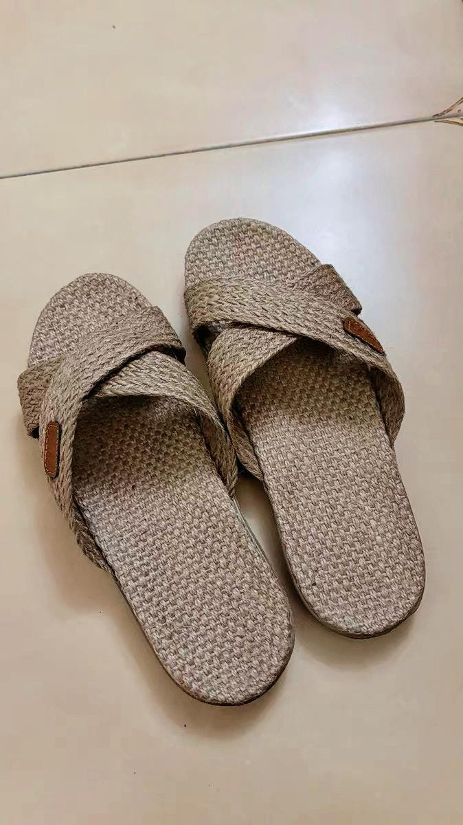 Hemp Men's Sandal Summer, Unisex Linen Slippers, Breathable Non-slip House Shoes, Indoor Flip Flops For Men, Thai Linen Sandals For Men