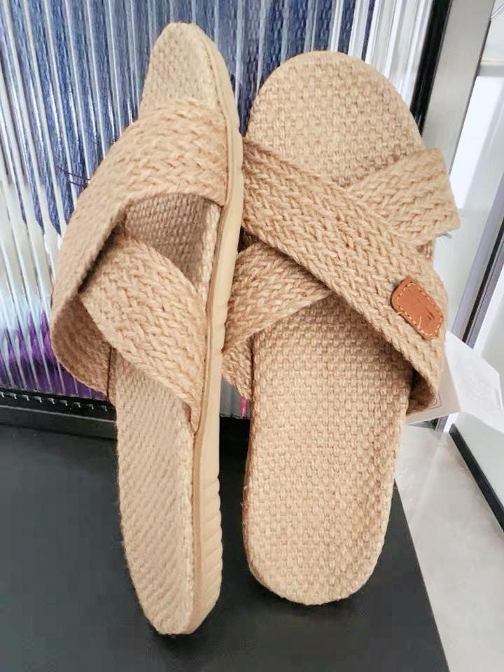 Hemp Men's Sandal  Summer, Unisex Linen Slippers, Breathable Non-slip House Shoes, Indoor Flip Flops For Men, Thai Linen Sandals For Men