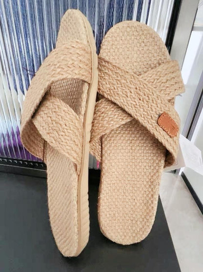 Hemp Men's Sandal  Summer, Unisex Linen Slippers, Breathable Non-slip House Shoes, Indoor Flip Flops For Men, Thai Linen Sandals For Men