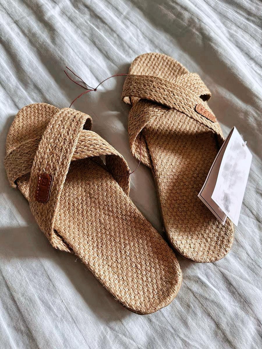 Hemp Men's Sandal  Summer, Unisex Linen Slippers, Breathable Non-slip House Shoes, Indoor Flip Flops For Men, Thai Linen Sandals For Men