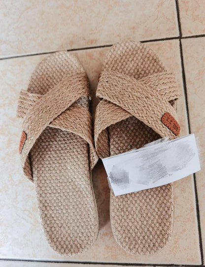 Hemp Men's Sandal  Summer, Unisex Linen Slippers, Breathable Non-slip House Shoes, Indoor Flip Flops For Men, Thai Linen Sandals For Men