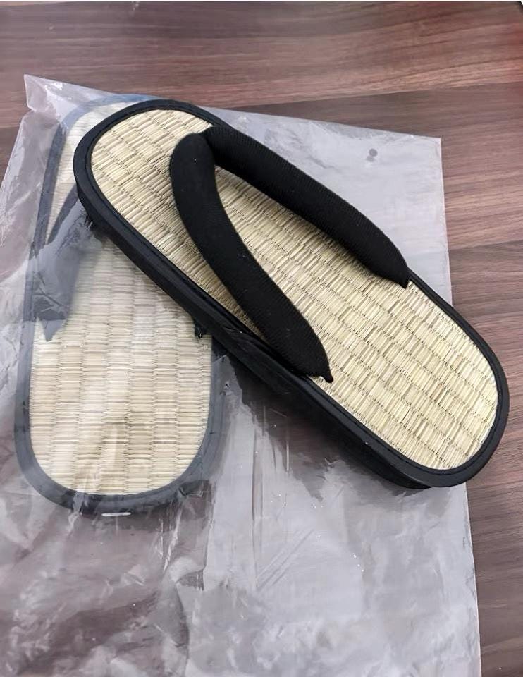 Japanese Tatami Flip Flops，natural Straw House Slippers, Summer Flip Flops For Indoor, Handmade Boho Flip Flops, Summer Sandals For Men