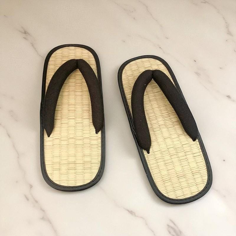 Japanese Tatami Flip Flops，natural Straw House Slippers, Summer Flip Flops For Indoor, Handmade Boho Flip Flops, Summer Sandals For Men