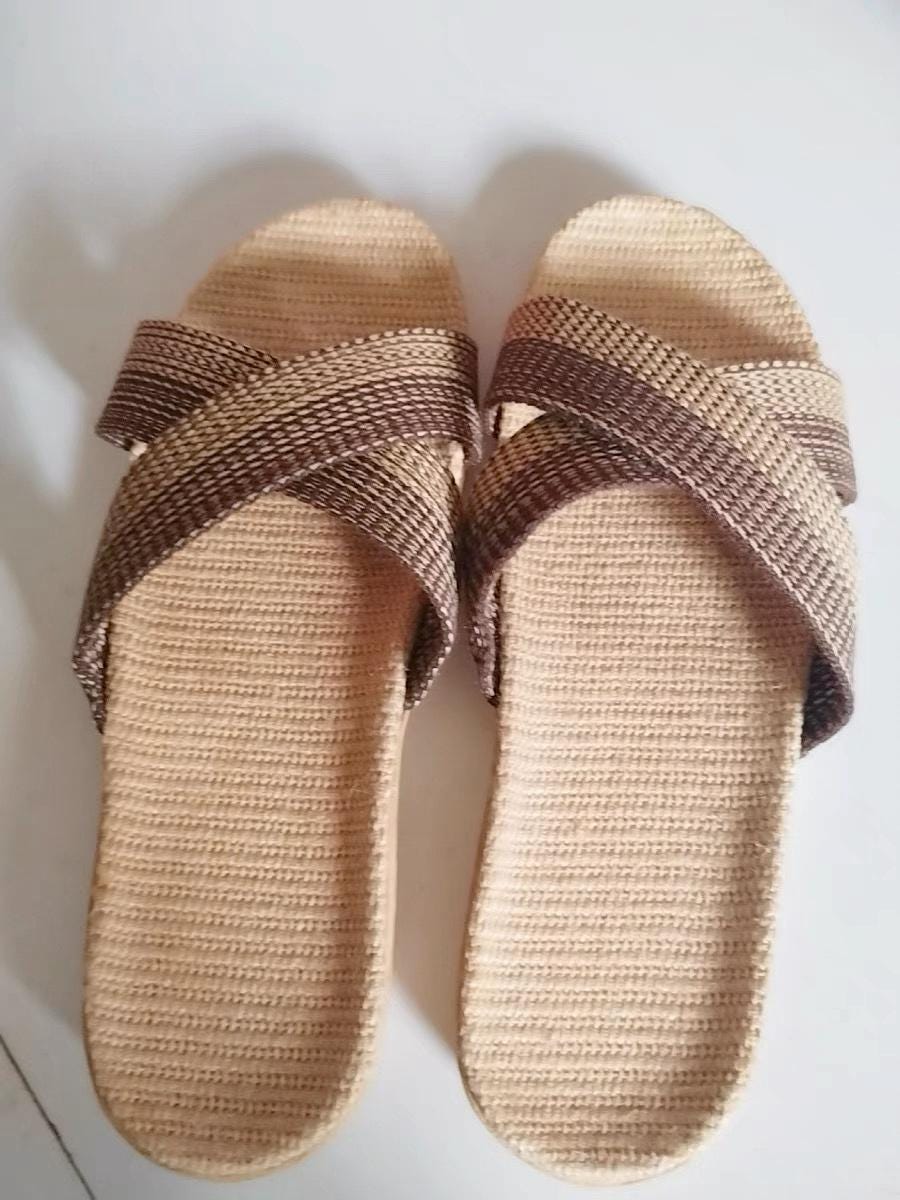 Linen House Slippers: Unisex Summer Slides With Horsehair Accents