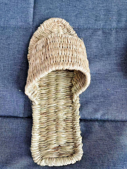 Hemp & Rattan Summer Men Slippers, Handwoven Thai Straw Sandals, Eco-friendly Footwear, Unisex Open Toe Slippers, Rattan Slides, Flip Flops