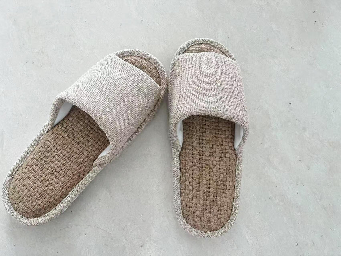 Japanese Tatami Indoor Sandals, Comfortable Linen Slippers For Men, Open-toe Summer House Slides, Natural Plant Fiber Footwear, Men Sandals