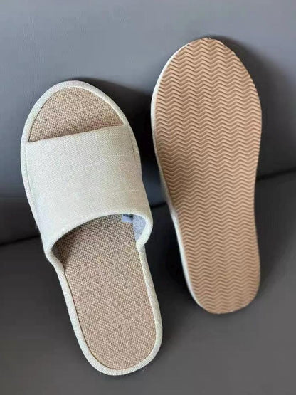 Japanese Linen Slippers For Indoors, Breathable Summer Linen House Shoes, Trendy Linen Soles, Tatami Slippers, Comfortable Indoor Slippers