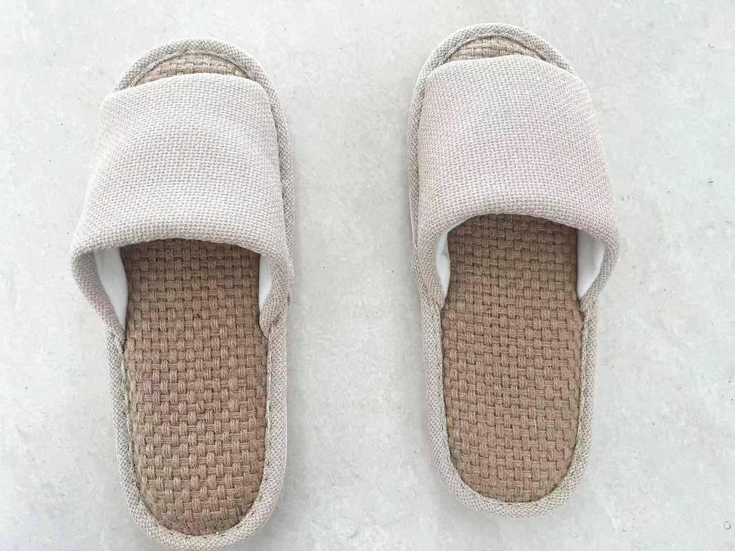 Japanese Tatami Indoor Sandals, Comfortable Linen Slippers For Men, Open-toe Summer House Slides, Natural Plant Fiber Footwear, Men Sandals