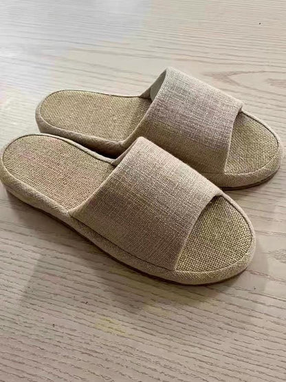 Japanese Linen Slippers For Indoors, Breathable Summer Linen House Shoes, Trendy Linen Soles, Tatami Slippers, Comfortable Indoor Slippers
