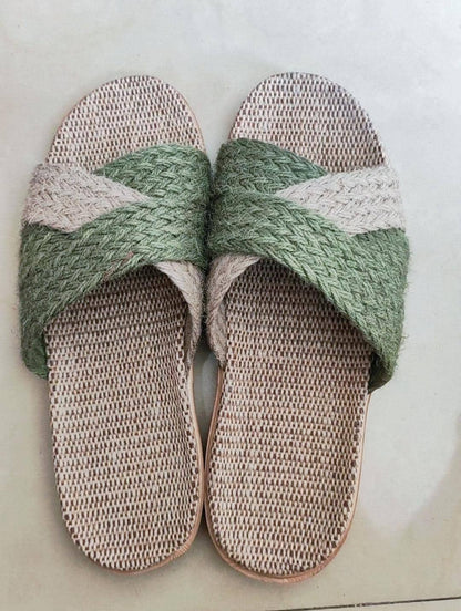 Natural Linen Slippers, Indoor Spa Thai Sandals, Breathable Summer Beach Soles, Comfortable Linen Slippers For Women, Plastic Free Slippers-