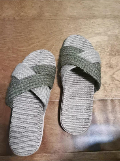 Natural Linen Slippers, Indoor Spa Thai Sandals, Breathable Summer Beach Soles, Comfortable Linen Slippers For Women, Plastic Free Slippers-