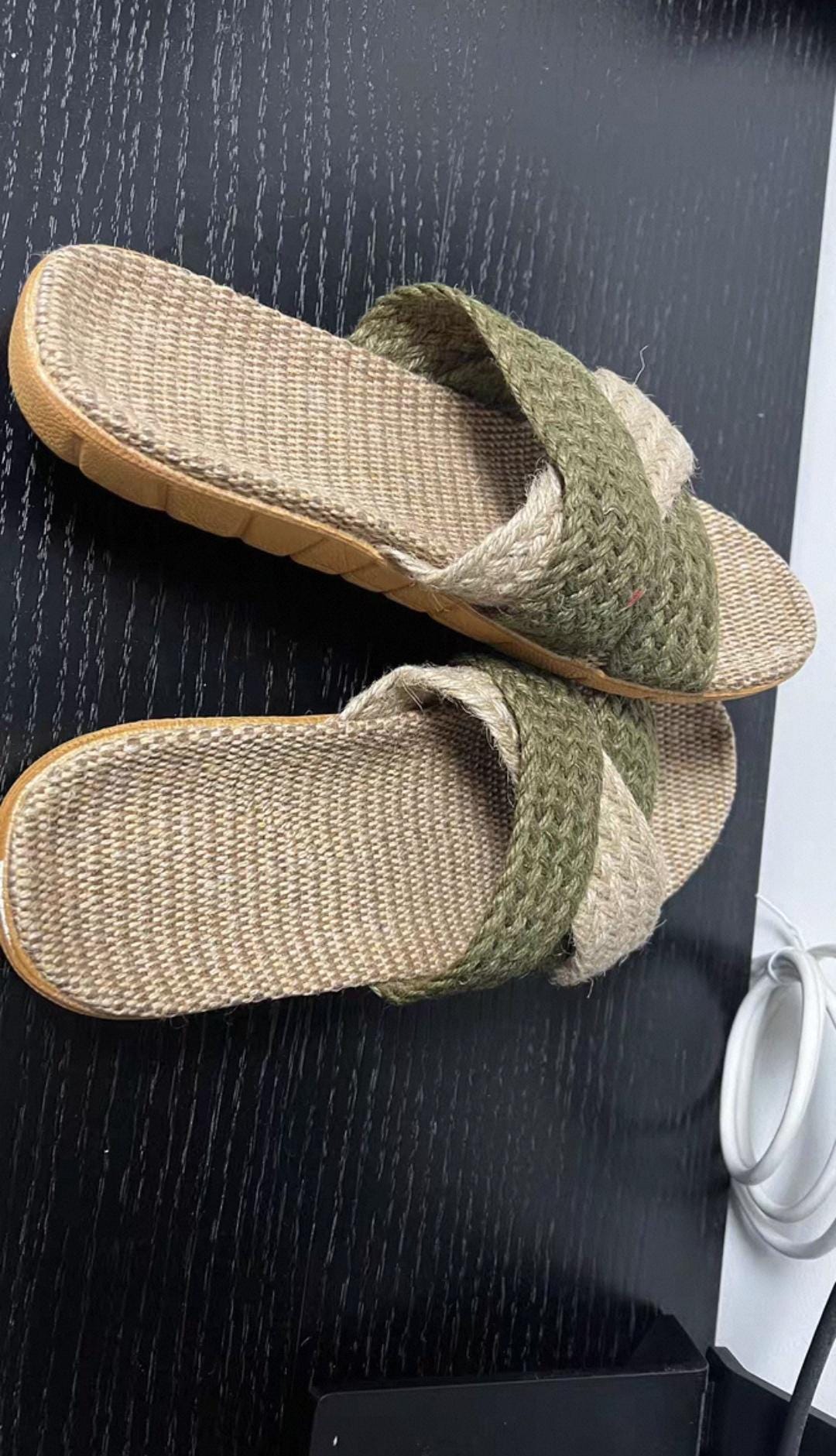 Natural Linen Slippers, Indoor Spa Thai Sandals, Breathable Summer Beach Soles, Comfortable Linen Slippers For Women, Plastic Free Slippers-