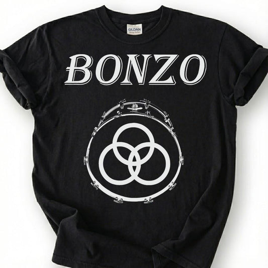 Bonzo Legendary Drummer Three Rings Bass Drum Shirt, Classic Rock Percussion Symbol Tee, Music Band Fan Gift T-Shirt, Vintage Drummer Top