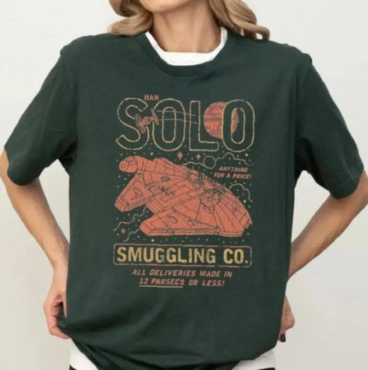 Han Solo Graphic Shirt, Smuggling Co T-shirt, 12 Parsecs or Less Tee, Retro Space Pilot Sweatshirt, Galaxy Adventure Crewneck, Fan Favorite