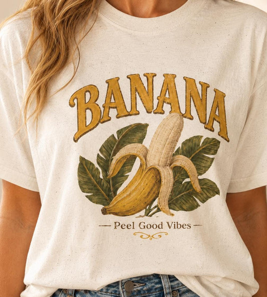 Banana Shirt, Peel Good Vibes Tee, Vintage Fruit T-Shirt, Tropical Summer Graphic Tee, Funny Banana Lover Shirt, Retro Fruit Top